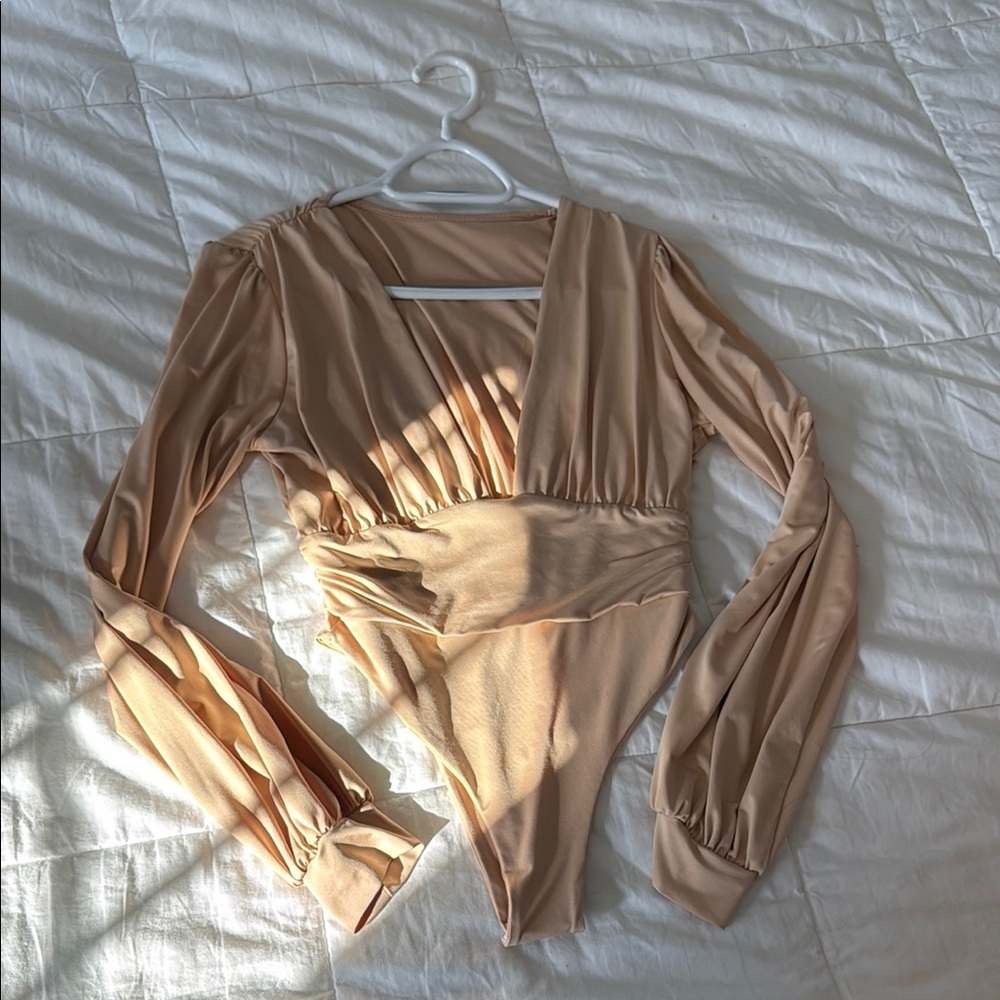 Tan Long Sleeve Bodysuit